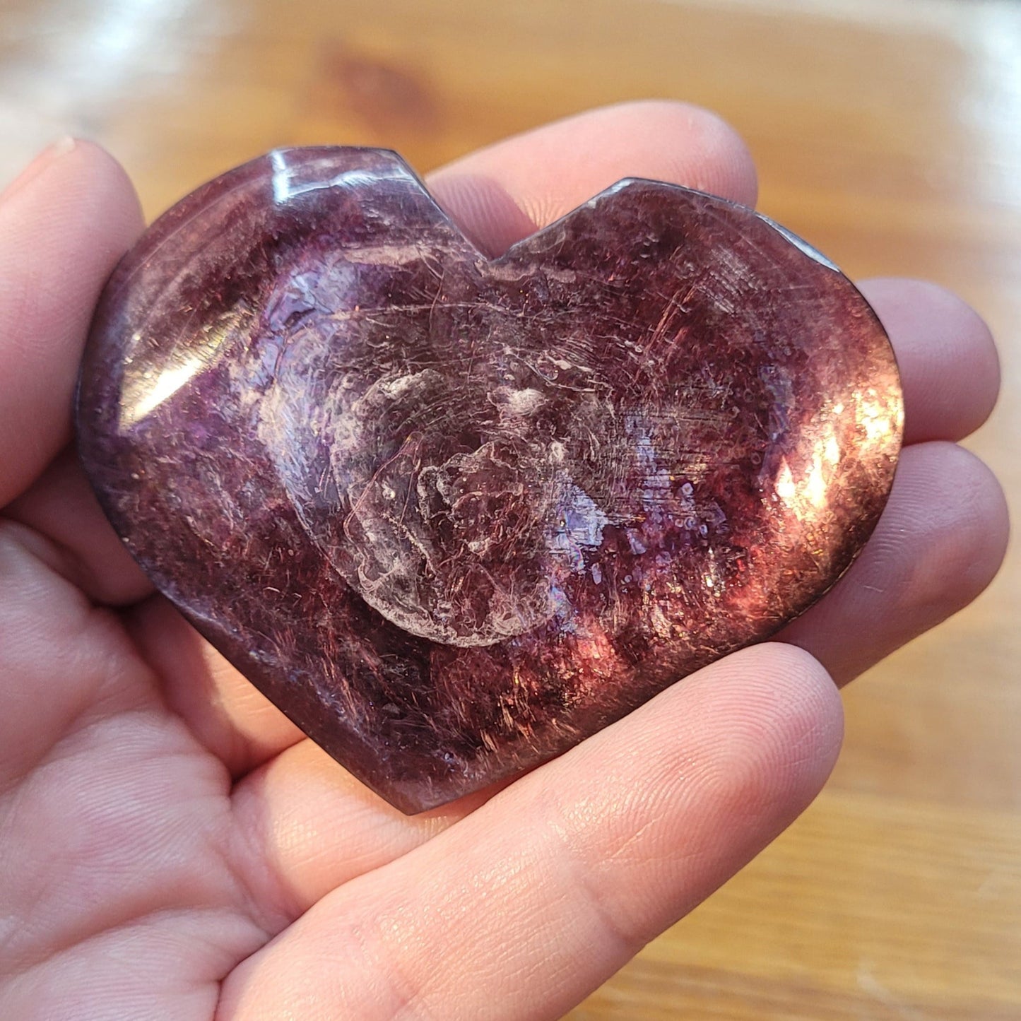 Gem grade lepidolite heart