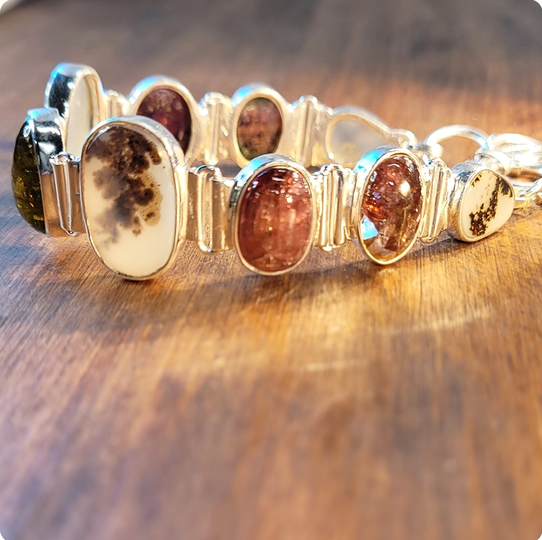 Tourmaline and Dendritic Opal Bracelet