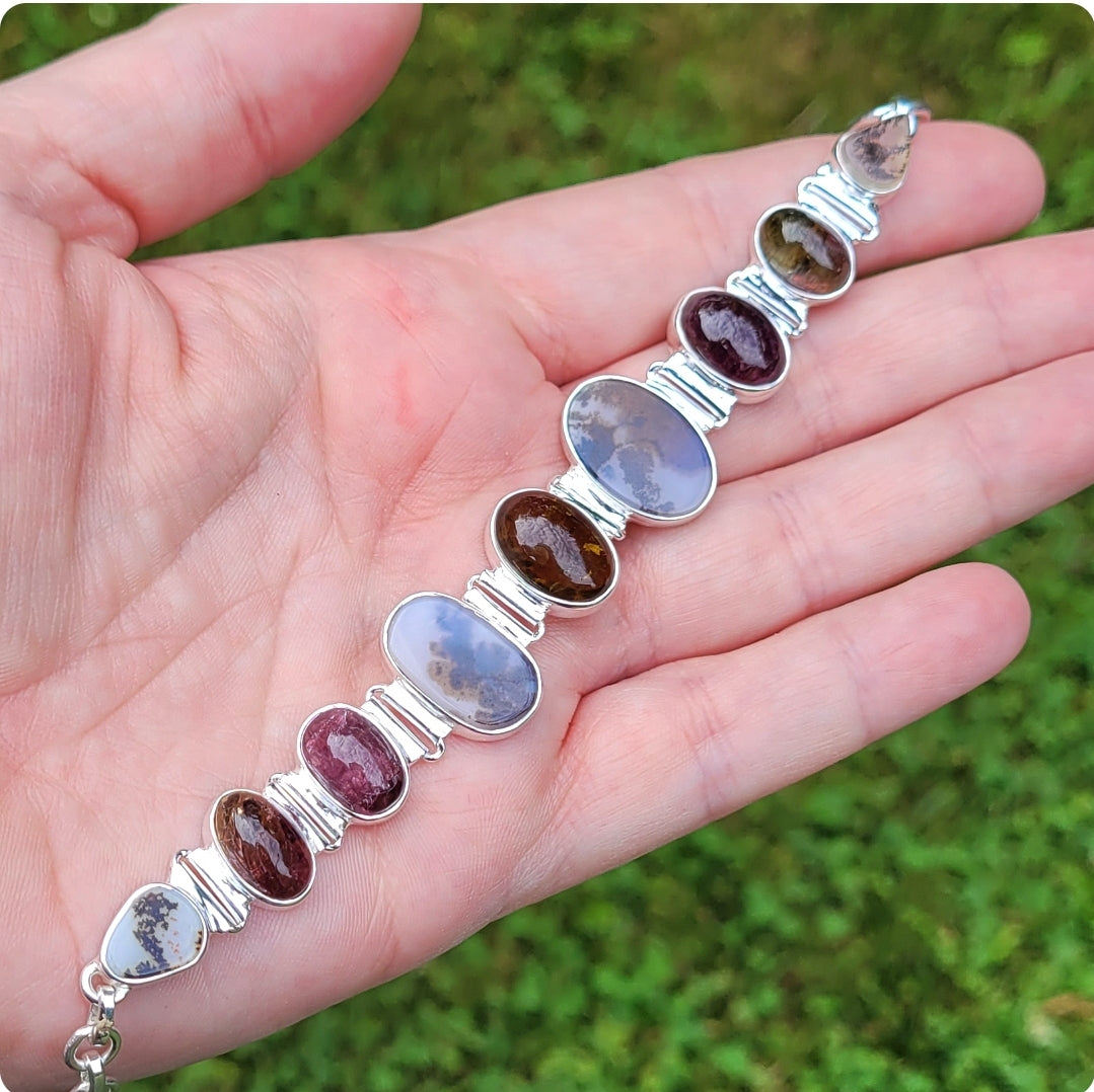 Tourmaline and Dendritic Opal Bracelet